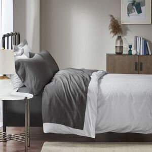 Madison Park 1500-Thread Count Charcoal King Cotton Blend 4-Piece Sheet Set NWT